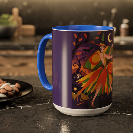 🎃🧙 The Witch Of Jack-O'-Lantern Hollow Colorful Mug – Whimsical Halloween Charm