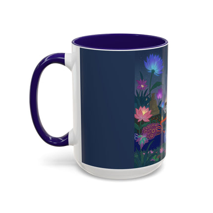 Moonlit Incense Ceremony Colorful Mugs – Art Deco Meditation Garden