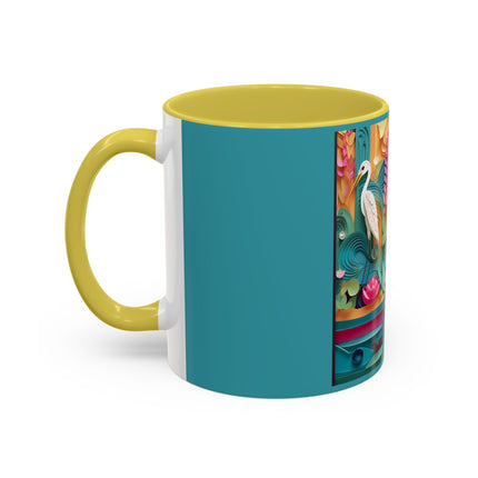 Elegant Egret Oasis Colorful Mugs (11oz, 15oz)