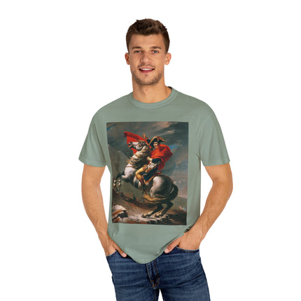 Napoleon Crossing the Alps by Jacques-Louis David Unisex Garment-Dyed T-shirt