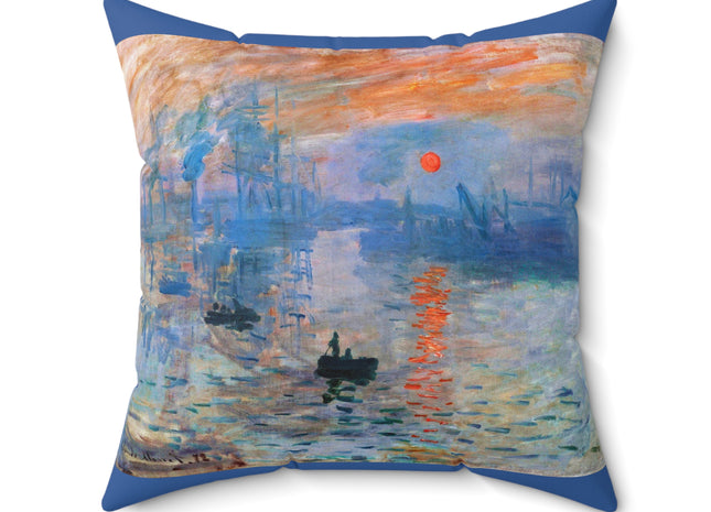Sunrise by Claude Monet Spun Polyester Square Pillow