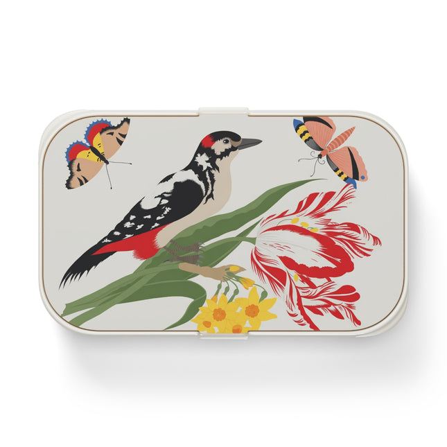 Woodpecker & Tulip Bento Lunch Box – Vibrant Energy & Cheerful Charm