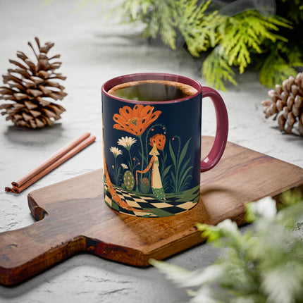 🌼🧡 The Midnight Floral Masquerade Colorful Mug – Art Deco Fashion Fantasy