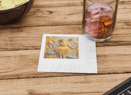 Dandelion Fairy White Coined Napkins