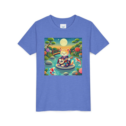 Melodic Kitten by the Koi Pond Youth Short Sleeve Tee