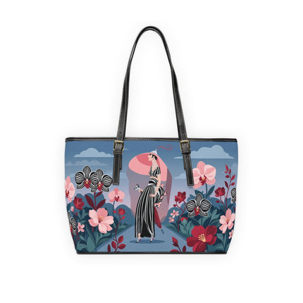 🌸🖤 The Striped Orchid Promenade Shoulder Bag – Art Deco Floral Fashion