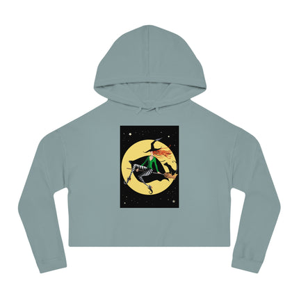 A Witch’s Moonlit Flight Women’s Cropped Hooded Sweatshirt