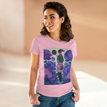 💜🌸 The Violet Garden Promenade Cotton Tee – Art Deco Floral Fashion