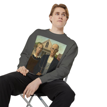 American Gothic by Grant Wood Unisex Garment-Dyed Sweatshirt