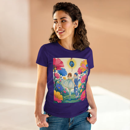 🌸🏮 The Lantern Garden Stroll Cotton Tee – Art Deco Floral Whimsy