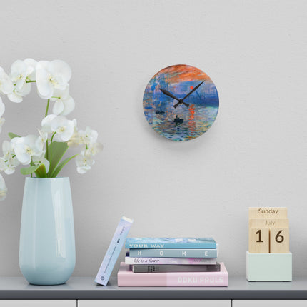 Sunrise by Claude Monet Acrylic Wall Clock, Round and Square