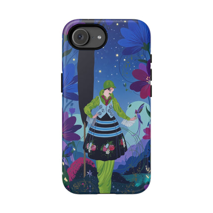 🌸🐦 The Lady Of The Midnight Bird Garden Phone Case – Art Deco Floral Fantasy