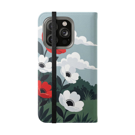 🌺🎩 The Ladies Of The Scarlet Garden Flip Case – Art Deco Floral Adventure