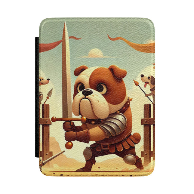 Bulldog Duel Kindle Case – Knightly Courage & Whimsical Valor