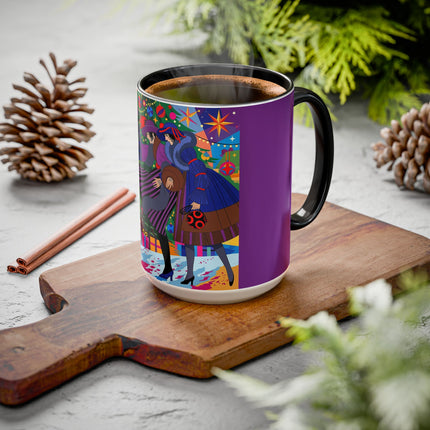 🎄✨ Christmas Among The Twinkling Trees Colorful Mug – Art Deco Holiday Fantasy