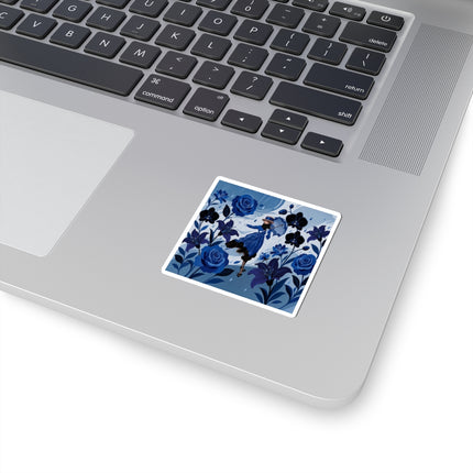 ☔💙 The Blue Rain Promenade Kiss-Cut Stickers – Art Deco Floral Fashion
