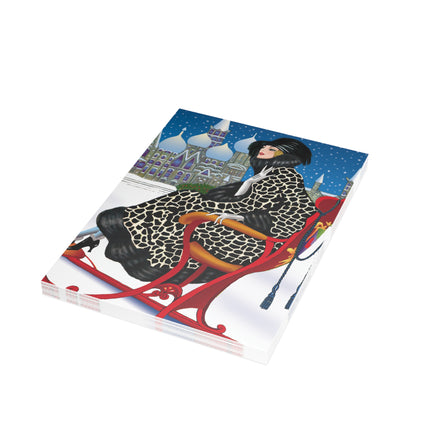 Elegant Winter Woman in Sleigh Postcard Bundles (envelopes included)