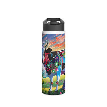 Cyber Glitch Cow Stainless Steel Water Bottle