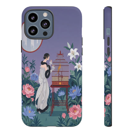 🌸🐦 The Lady Of The Garden Birdcage Phone Case – Art Deco Floral Elegance
