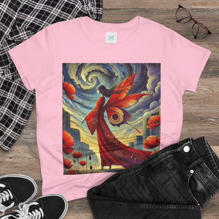 The Poppy Fairy in the Wind Cotton Tee