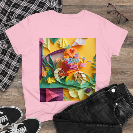 Origami Bicycle Women's Midweight Cotton Tee