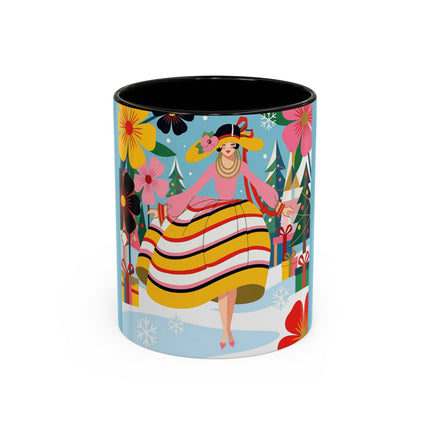 🌼🎄 The Christmas Blossom Belle Colorful Mug – Colorful Art Deco Holiday Fantasy