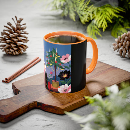 🌹🎄 The Lady Of The Candlelit Rose Tree Colorful Mug – Art Deco Christmas Garden
