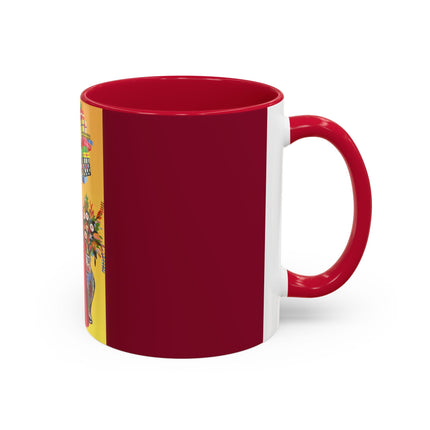 Elegant Holiday Woman with Gifts Colorful Mugs (11oz, 15oz)