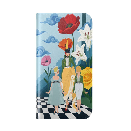🌺♟️ The Ladies Of The Checkerboard Garden Flip Case – Art Deco Floral Fantasy