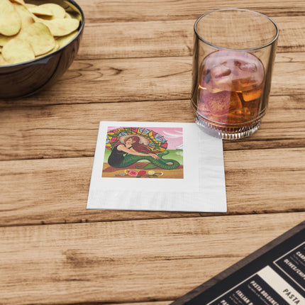Siren Serenade by Carlo Chiostri White Coined Napkins