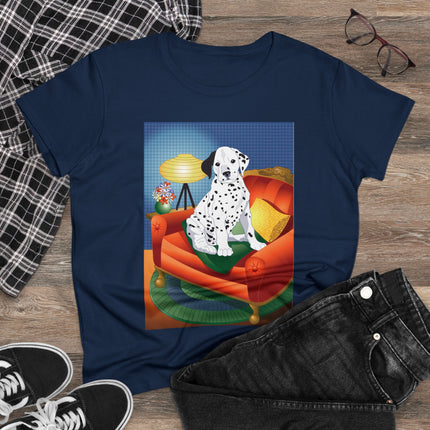 A Dalmatian's Cozy Corner Women's Midweight Cotton Tee