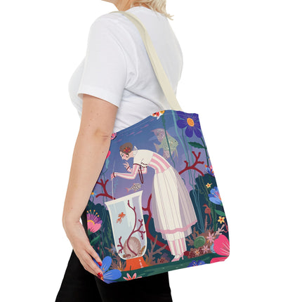 🐠🌸 The Lady Of The Enchanted Aquarium Tote Bag – Art Deco Garden Fantasy