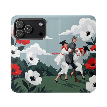 🌺🎩 The Ladies Of The Scarlet Garden Flip Case – Art Deco Floral Adventure