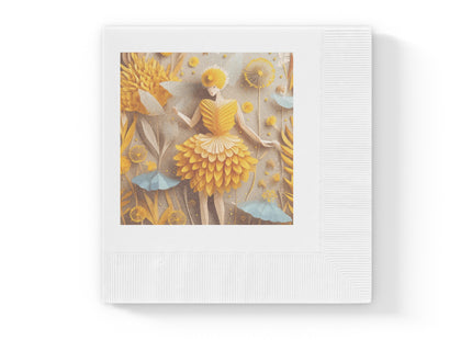 Dandelion Fairy White Coined Napkins
