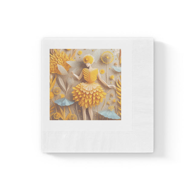 Dandelion Fairy White Coined Napkins