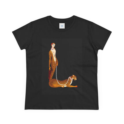 Leopard Queen Women's Midweight Cotton Tee – Exotic Glamour & Timeless Elegance