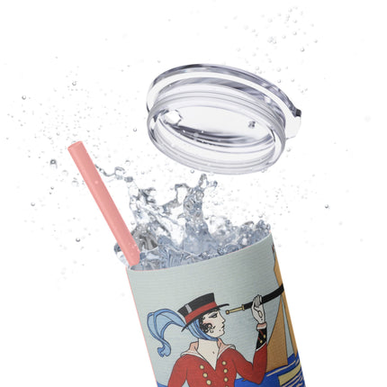 Costume de Yacht by George Barbier Skinny Tumbler with Straw, 20oz