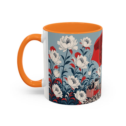 ❤️🌺 The Scarlet Parasol Spectacle Colorful Mug – Art Deco Fashion Elegance