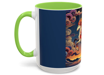 Flame-Winged Horse at Sunset Colorful Mugs (11oz, 15oz)