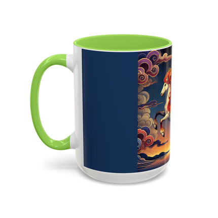 Flame-Winged Horse at Sunset Colorful Mugs (11oz, 15oz)