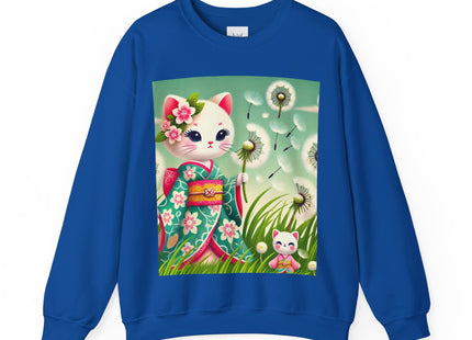 Geisha Kitten and the Dandelion Wish Heavy Blend™ Crewneck Sweatshirt