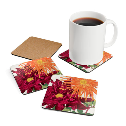 Dahlia Flower by Tanigami Kônan Corkwood Coaster Set