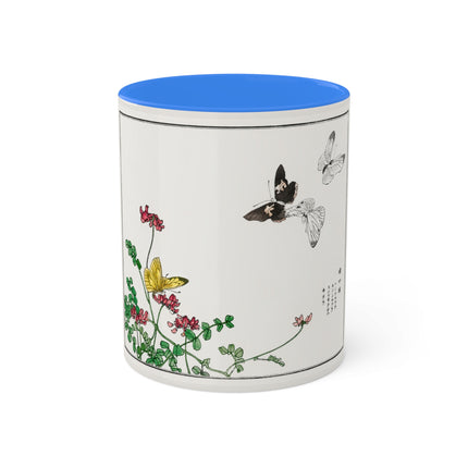 Butterflies and flower illustration by Morimoto Toko Colorful Mugs, 11oz