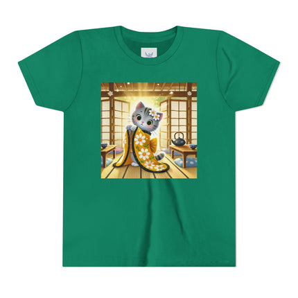 Playful Kitten in the Tea Room Youth Short Sleeve Tee