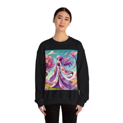 Petals in the Wind: The Kimono Fairy and the Sky Dragon Heavy Blend™ Crewneck Sweatshirt