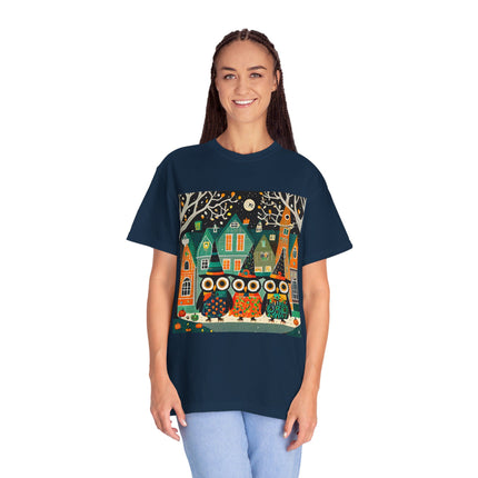 Night of the Trick-or-Treating Owlets Unisex Garment-Dyed T-shirt