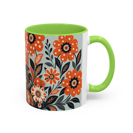 🧳🌼 The Grand Floral Voyage Colorful Mug – Art Deco Travel Elegance