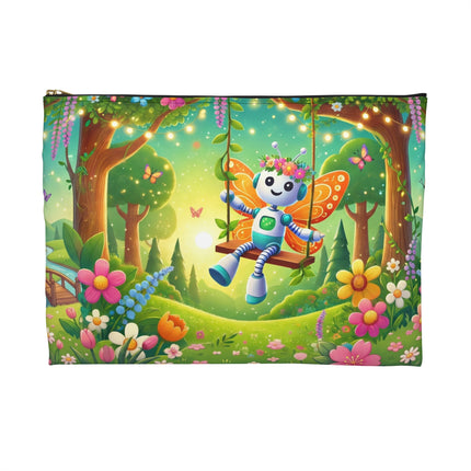 Robot Fairy Accessory Pouch – Whimsical Wonder & Blossom Magic