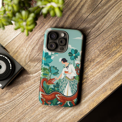 🐉🌿 The Dragon Keeper Phone Case – Art Deco Floral Fantasy
