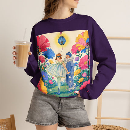 🌸🏮 The Lantern Garden Stroll Crewneck Sweatshirt – Art Deco Floral Whimsy